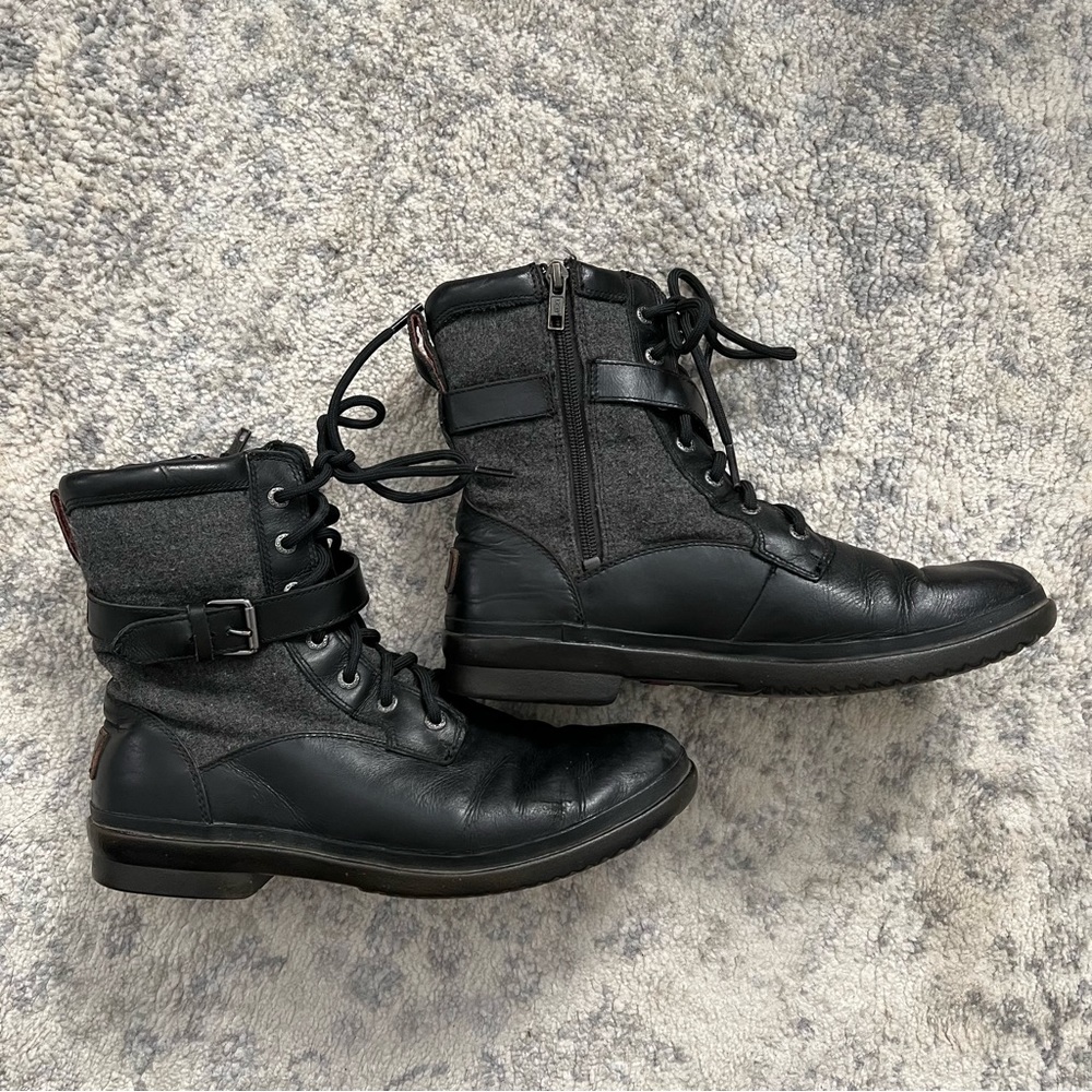 UGG Kesey Black Leather Boots Women’s 10